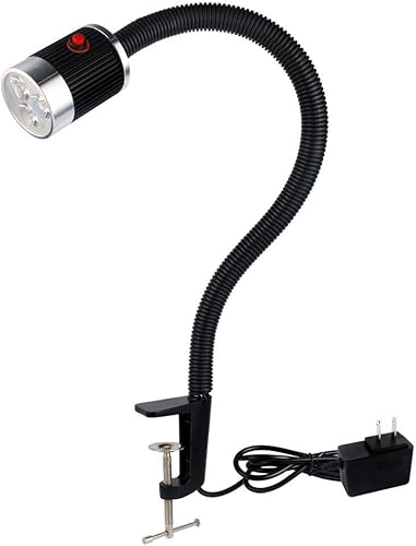 Luz LED de cuello de cisne, luz de máquina LED, luz de cuello de cisne con abrazadera de 900 lúmenes, 120 voltios, fija con abrazadera C, lámpara de