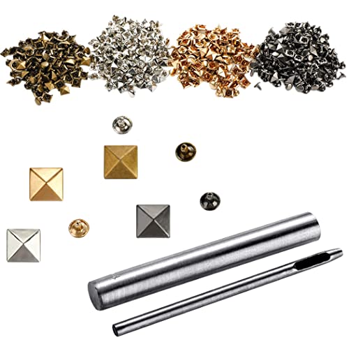YOFAPA Rivets pyramidaux en métal - 160 pièces de clous pyramidaux robustes de 1 cm avec outils d'installation Cover