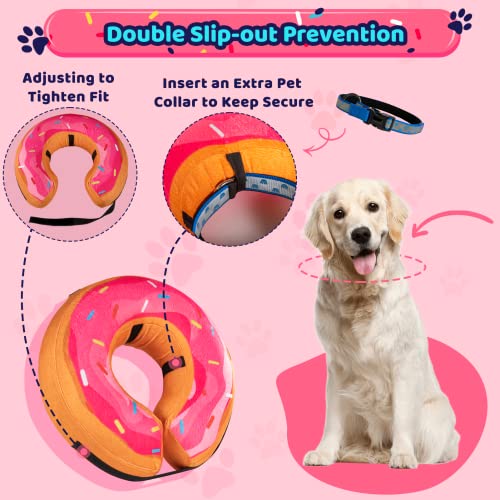 Image of Grand Line Donut Inflatable Collar for Dogs and Cats, Soft Recovery Dog Cone After Surgery, Protective Pet Neck Cone for Small, Medium, Large Dogs, Not Block Vision (Pink, ML)