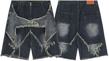 Amazon.com: Women' s Cyber Punk Wide Leg Denim Shorts Y2k
