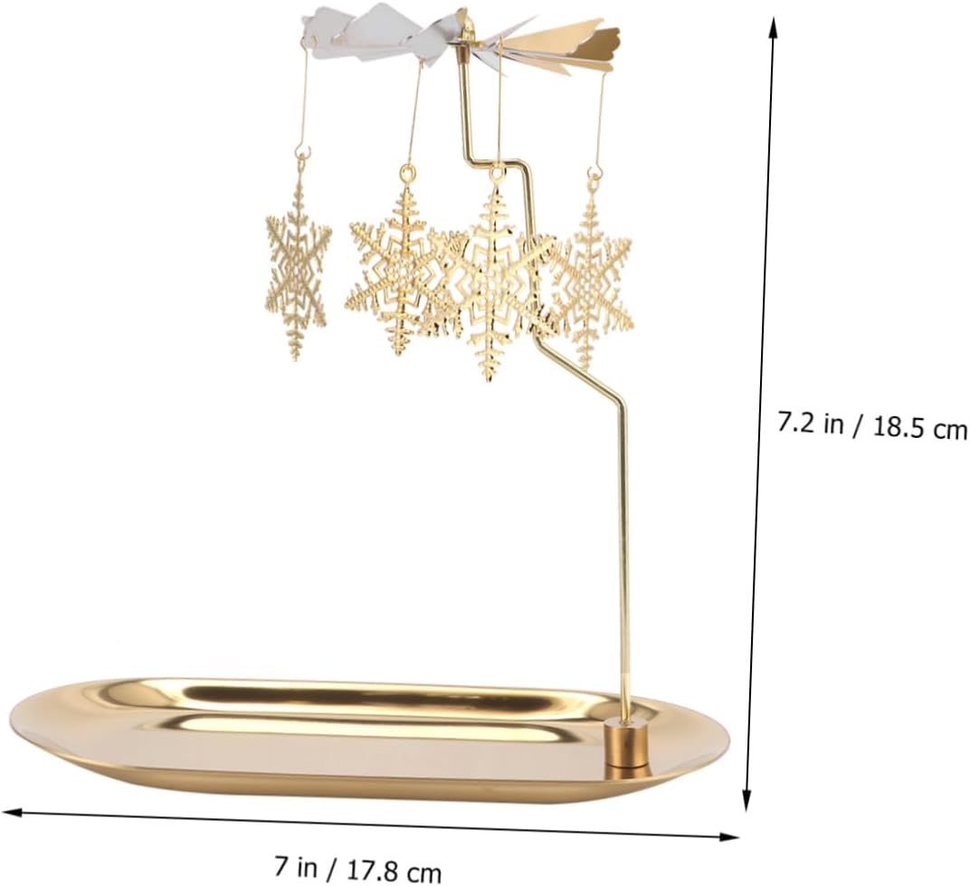 Ciieeo 1set Snowflake Rotating Candle Holder Golden Practical Candleholder for Christmas Thanksgiving and Home Decor Easy Assembly for Dining Desk and Sideboard