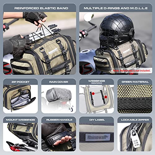 Expandable Motorcycle Sissy Bar Bag – 30-48L Waterproof Tail Bag, Adjustable Shoulder Strap, Fits Most Bikes