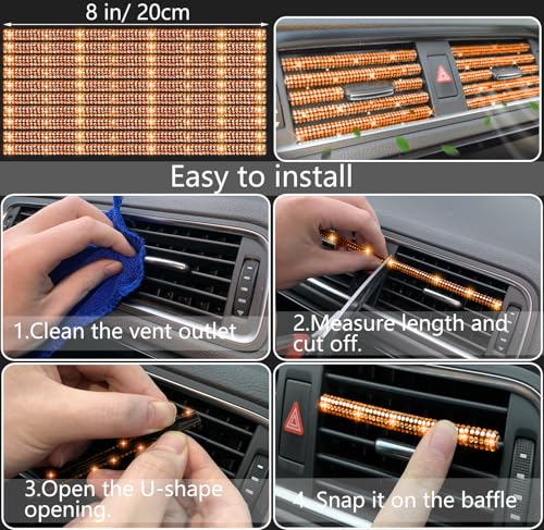 Image of NBTEPEM 27 PCs Orange Bling Car Accessories Set for Women, Steering Wheel Covers Universal Fit 15 Inch, Bling License Plate Frame, Bling Phone Holder, Bling Car Coasters (Orange Diamond)