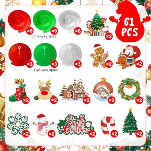 Image of Christmas Hanging Swirls Decorations, 61 Pcs Christmas Swirls, Xmas Hanging Decorations & Christmas Foil Swirl Hanging Decorations, for Christmas Decorations & Christmas Party Decor