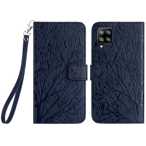 Housse cuir PU premium Samsung Galaxy A22 4G finition bleue