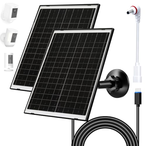 Image of FUTUREZEN 10W Solar Panel for Ring Camera, DC 3.5×1.35mm & USB-C Solar Charger Compatible with Ring Stick Up & Spotlight Cam Battery Series, IP66 Waterproof, 7.2ft Charging Cable, 2 Pack