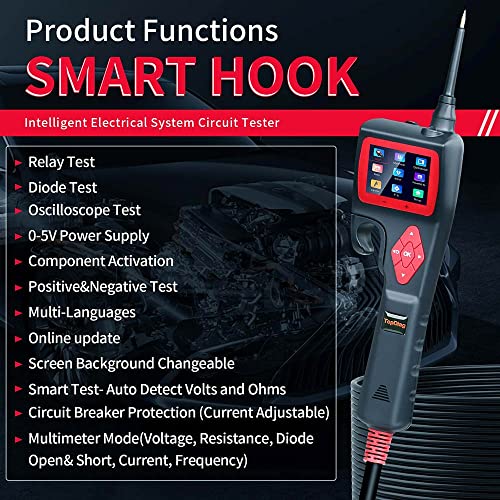 Topdiag P200 Power Circuit Probe Tester Kit, 9-30V Automotive Electric Tester Tool, Multimeter/Activating Component/Relay/Fuel Injector/Oscilloscope/0~5V Power #TOP1