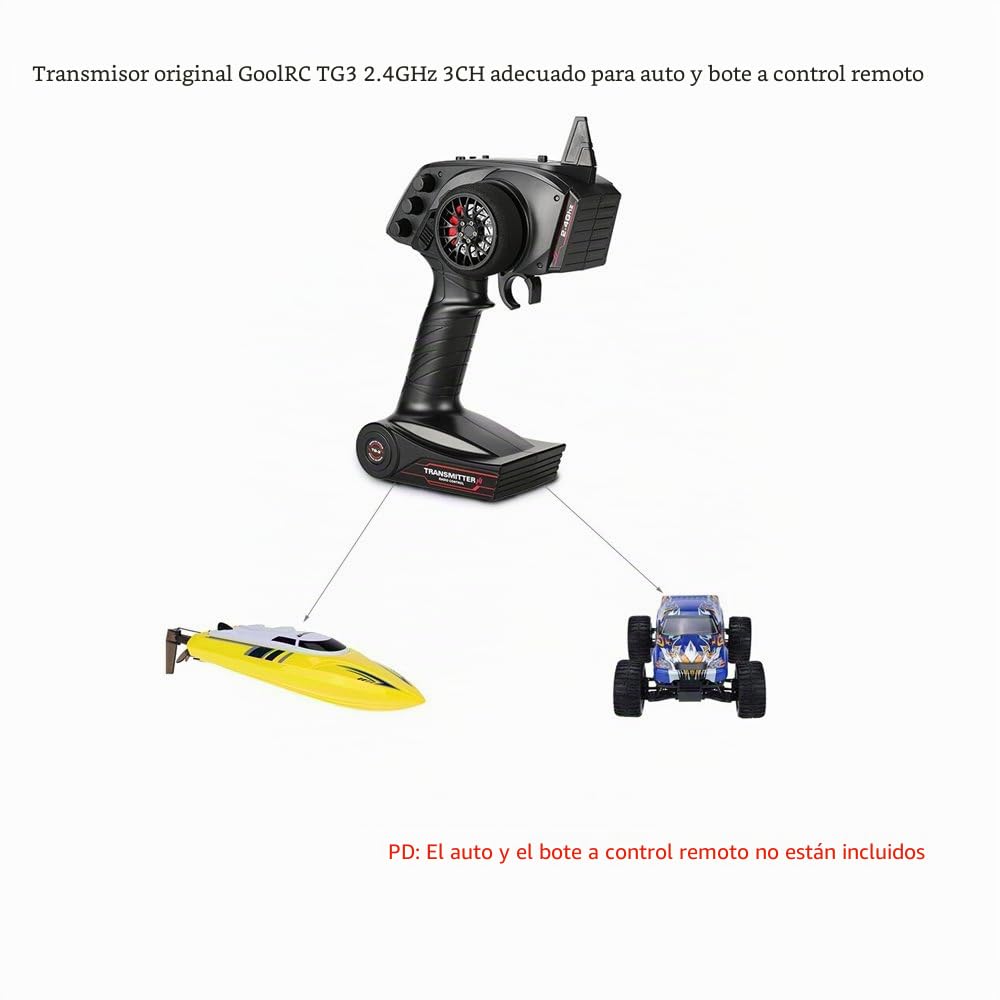 GoolRC TG3 Transmisor de Control Remoto Radio Digital 2.4GHz 3CH con Receptor para RC Barco Coche