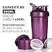 BlenderBottle Shaker Bottle with Pill Organizer and Storage for Protein Powder ProStak System, 22-Ounce, Plum