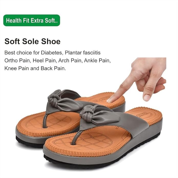 Image of HEALTH FIT Orthopedic with Super Extra Soft Ortho Care Anti-Skid Doubleu Flip-Flops for women Slippers /Doctor Chappal & Footwear HF330