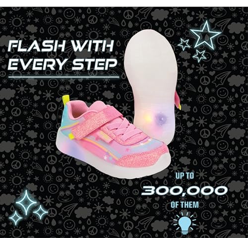 Western Chief Kids Lighted Flash Feet Sneakers – Breathable Mesh Shoes with Flashing Lights, Adjustable Strap, and PVC Outsole for Active Boys and Girls3