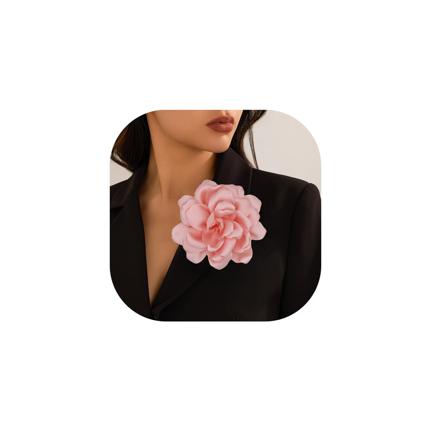 Satin Fabric Rose Flower Brooches - Handmade Floral Accessory for Wedding Party Dance Banquet Ceremony - Size: 4.72in