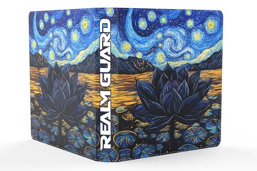 Image of (Starry Black Lotus) 480 Card PU Textured Leather TCG Binder by Realm Guard