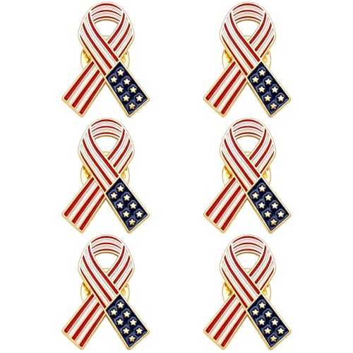 Image of 6Pcs Awareness Enamel Ribbon Lapel Pins Ribbon Brooch Pin for Charity Events Survivor Campaign Party Favors Supplies