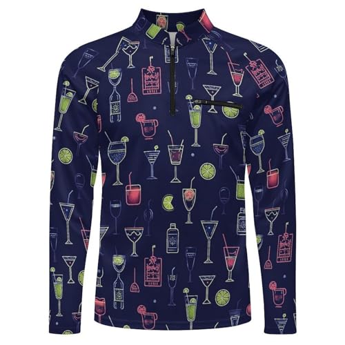 Alcohol Cocktail Signs Men's Sun Protection Shirts UV SPF UPF 50+ Long Sleeve Rash Guard Lightweight4