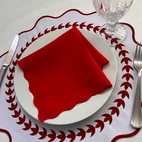 Kit 6 Guardanapos Vermelho Mesa Posta Tecido Oxford Corte a Laser 33cm x 33cm