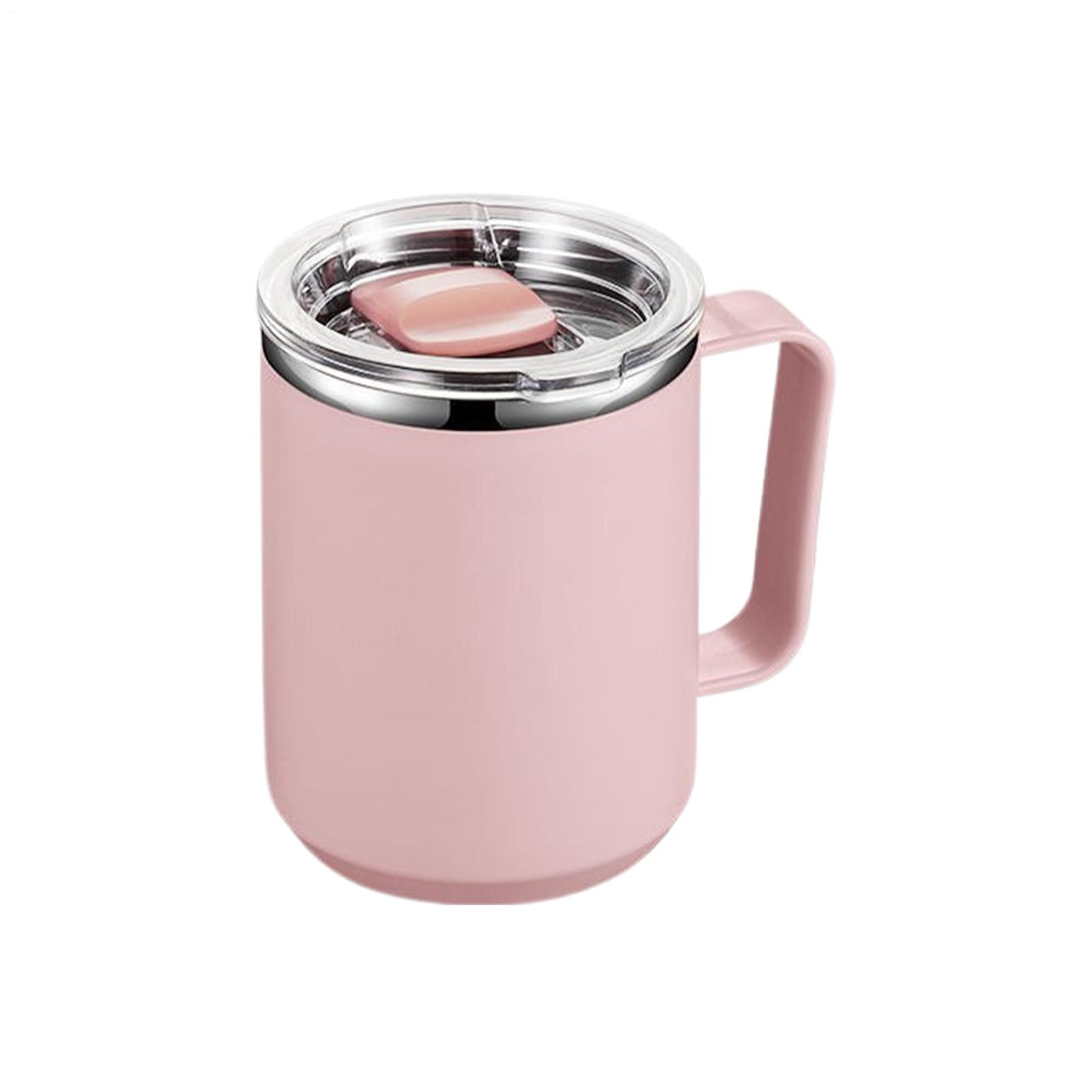 Stainless Steel Insulated Travel Mug with Handle, 450ml Insulated Coffee Cup with Lid, Double Wall Reusable Thermal Mug for Cold & Hot Drinks, Vacuum Leakproof Spill Proof Tumbler for Tea