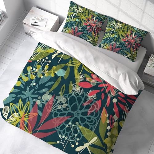 Linge de lit microfibres fleurs libellules housse de couette 178x208cm - 3