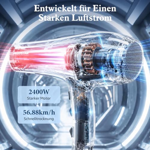 Aigostar Haartrockner 2400W,Föhn mit Ionen, Schwarz – Ansicht 5