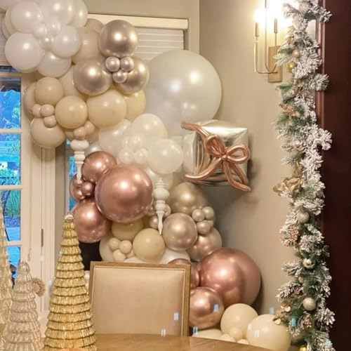 Image of Voircoloria 130pcs Metallic Rose Gold Balloons Different Sizes 18 inch 12 inch 10 inch 5 inch Chrome Rose Gold Balloon Garland Arch Kit for Graduation Birthday Baby Shower Wedding Anniversary Party Decorations