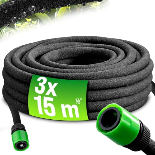 GARDEBRUK® Bewässerungsschlauch 45 m 1/2 Zoll T-Verbinder Ober...