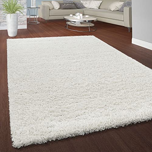 Image of A R Creations Anti Slip Fluffy Fur Plain Area Rug Made with Polyester and Microfiber for Home Office Kitchen Living Room Bedroom and DiningHall (5x7 Feet, White