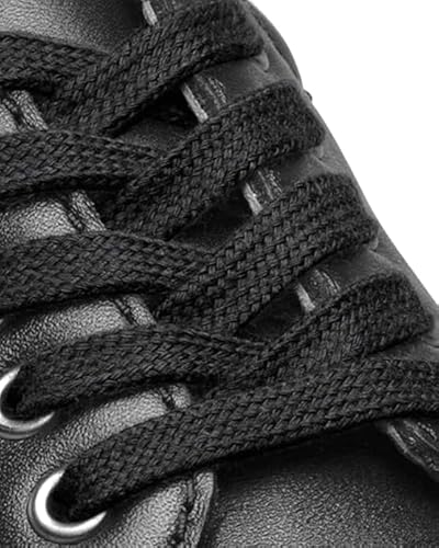 Sixstore 2 Paar (4 Schnürsenkel) flache Schnürsenkel für Sneaker, Schnürsenkel für Sneaker, athletische Laufschuhe, Stiefelschnüre, schwarz, 120 cm Länge und 8 mm Breite