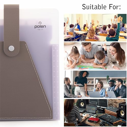 Image of Polen 13-Pocket Expanding File Folder with Handle Straps, Transparent Accordion Document Organizer with Heart-Cut Front Pocket for Certificates, Bills, Receipts & Office Documents.(Purple)