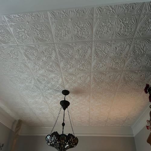 À LA MAISON CEILINGS R139 Spanish Silver Foam Glue-Up Ceiling Tile (128 Sq. Ft./Case), Pack of 48, Ultra Pure White - Satin (Behr) by À LA MAISON CEILINGS - Image 6