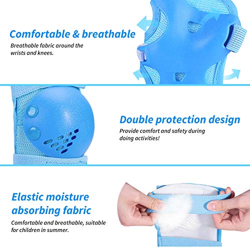 JUANANIUG Knee Pads Kids/Youth Safety Protective Gear Elbow Wrist Guards Safety RollerSkates Cycling BMX Bike Toddler Skateboard Inline Skatings Scooter Riding and Multi-Sports Outdoo Extreme Sports