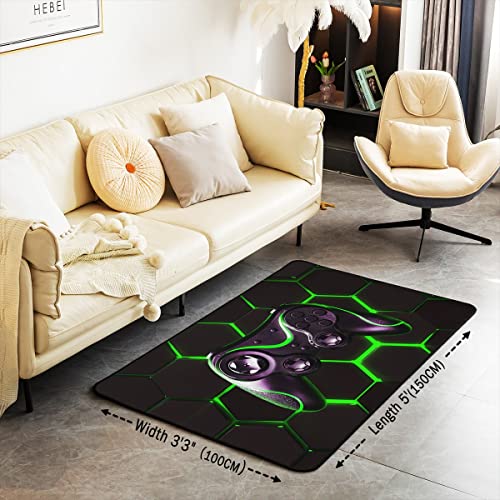 Homemissing Gamer Area Rug 100x150cm Honeycomb Gamepad Rugs Mat For Living Room Bedroom Gaming Decorative Carpet Non Slip Area Runner Rug - Image 3