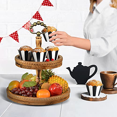 Présentoir à fruits à 2 étages en métal rond - Plateau de service décoratif - Pour collations, noix, bonbons, desserts (doré Présentoir à fruits à 2 étages en métal rond - Plateau de service décoratif - Pour collations, noix, bonbons, desserts (doré
