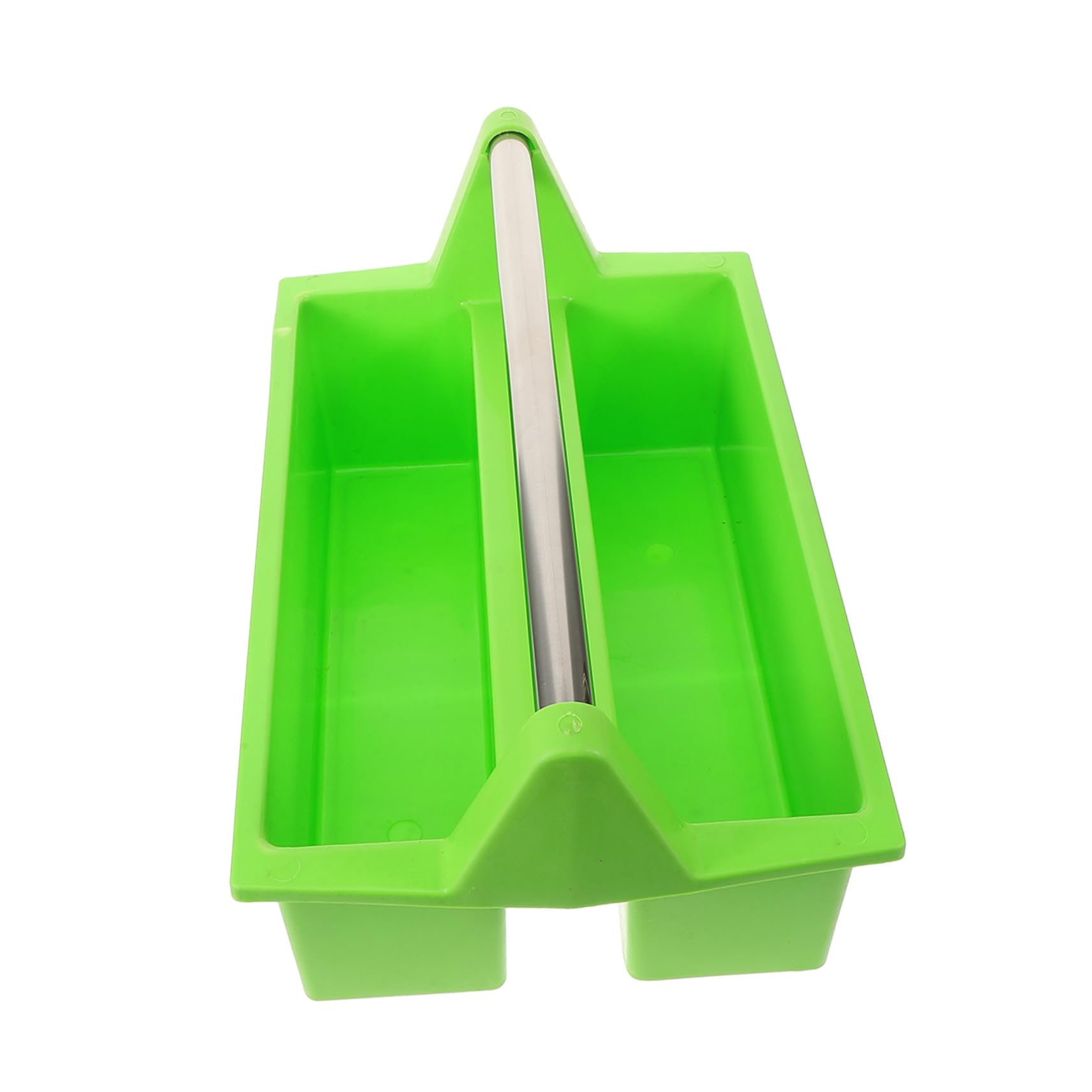 Cabilock Cesta de Limpieza Asa, Plástico Verde, 2 Compartimentos | Organizador Doméstico, Huecos Separados para Escobillas y Paños, Formato Portátil para Orden de Útiles
