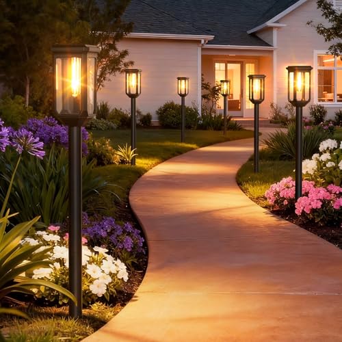 ICRGB Solarlampen für Außen Garten 6 Stück 3000K Warmweiß Solar Gartenleuchten Solarleuchten für Außen IP65 Wasserdicht Außenbeleuchtung Wegeleuchte Deko für Hof Weg Terrasse Rasen