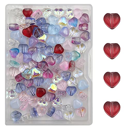 INSPIRELLE 100pcs Heart Crystal Glass Spacer Beads for Jewelry Bracelet Necklace Making 6mm