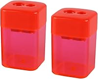 Vista 1 de Eagle Sacapuntas manual, 2 agujeros, para lápices de colores estándar y jumbo, 2.17 x 1.49 pulgadas, perfecto para niños, paquete de 2 (rojo)