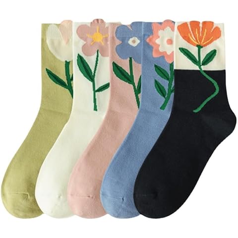 CazDopaM 5 Pairs Womens Cute Crew Socks Cover