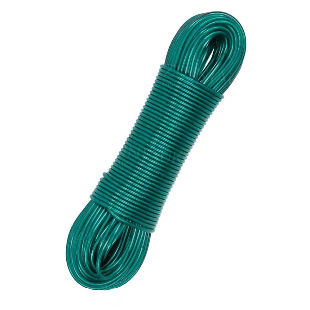 Zinnia 60m Heavy-Duty Rotary Washing Line Replacement – PVC-Coated Outdoor Clothesline Cord – Durable All-Weather Line for Rotary Airers, Garden Dryers and Standard Washing Lines – Green