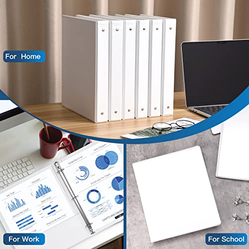 1-Inch 3 Ring Binder With 2 Interior Pockets, 1'' Basic Binders Holds Us Letter Size 8.5'' X 11'' Paper - Durable, Versatile Binders For Office, Home, And School Use, 6 Pack (White) #TOP5
