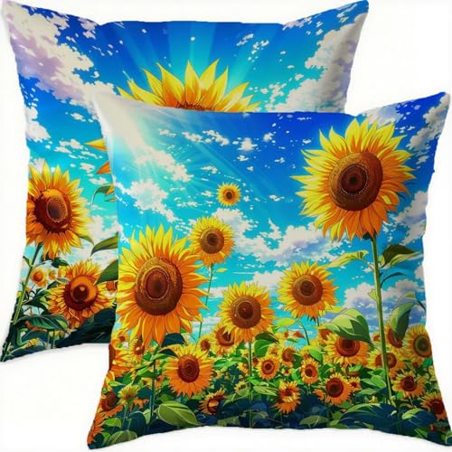Housse coussin 70x70 automne en velours imperméable lot de 2 - 2