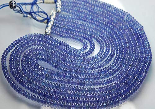 LKBEADS Pasmo, 15 x 50 cm, naturalny tanzanit gładkie rondelle, 5-7 mm