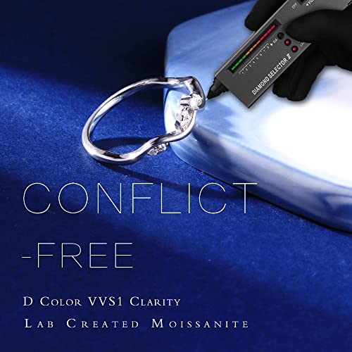 MOOSEA Unique Moissanite Curved Wedding Band for Women, D Color VVS1 Clarity Lab Created Moissanite Stackable Rings 14K White Yellow Rose Gold Vermeil Moissanite Marquise Contour Band for Women Gifts3