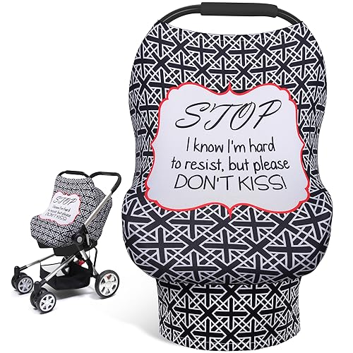 Image of Metplus No Touch Sign Car Seat Cover for Babies, Mom Nursing Covers Breastfeeding Scarf, Multi Use Infant Carseat Canopy for Newborn Carrier/Stroller/Shopping Cart, Baby Shower Gifts for Boy Girl