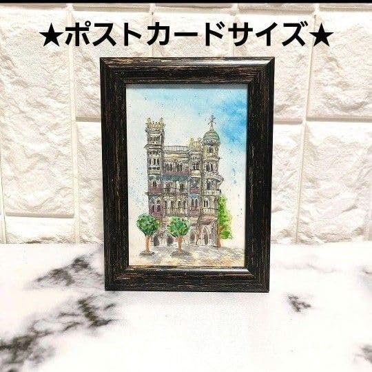 Amazon.co.jp: ハガキサイズ 自作画 ヨーロッパのアパート 絵画