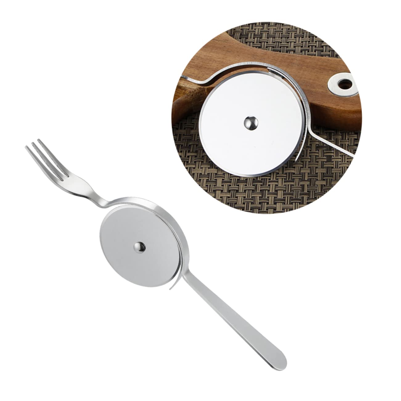 OFFSCH Pizza Cutter Pizza Docker Roller Dough Wheel Rolling Steel Tool Baking Crust Cake Shovel Pizza and Fork