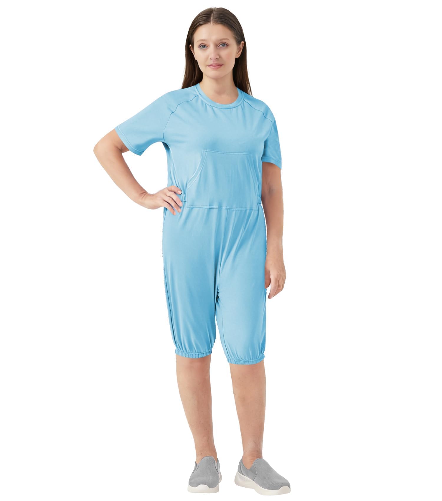 Anti-Strip Back-Zip Jumpsuit Cotton Romper