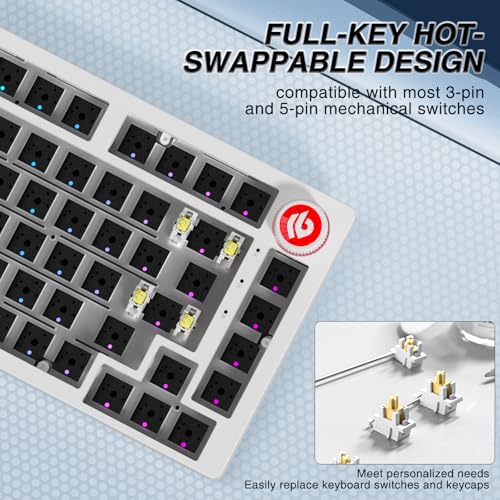 Image of LEOBOG Hi75C Pro Wireless Mechanical Keyboard Kit - Aluminum Alloy Gasket Mount 75% Barebones DIY Base with Hot Swap, RGB Backlighting & Volume Knob - Enhanced Custom Gaming Keyboard Build, 4000mAh