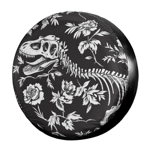 Image of Delerain Dinosaur Skeleton Spare Tire Cover Wheel Protectors Sun Protector Waterproof for Trailer RV SUV Truck and Many Vehicle(16 Inch for Diameter 29 inch-31 inch)