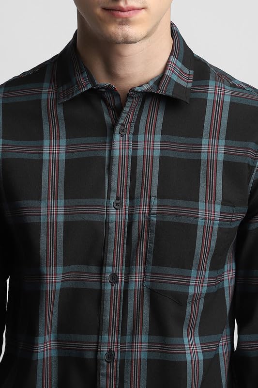 Image of Dennis Lingo Men's Cotton Casual Shirt, Long Sleeve Slim Fit Spread Collar