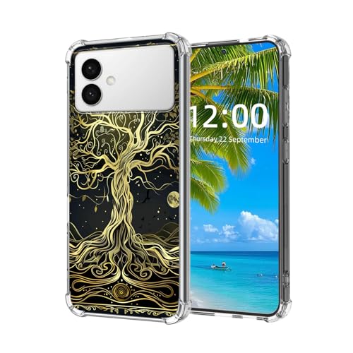 ETLKJVBL for Samsung Galaxy S26 Edge Case, Ancient Gold Tree High-Definition Painted Back Cover with Soft Transparent TPU Bumper, Shockproof Protective Phone Case